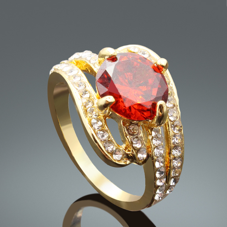 Luxurious Geometric Alloy Plating Zircon Gold Plated Womenu0027S Rings