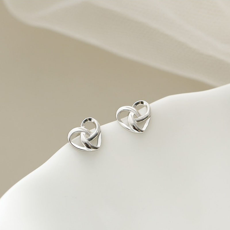 Wish Amazon Korean Style Zinc Alloy Female Temperament Personality Interwoven Love Heart Stud Earrin