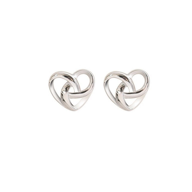 Wish Amazon Korean Style Zinc Alloy Female Temperament Personality Interwoven Love Heart Stud Earrin