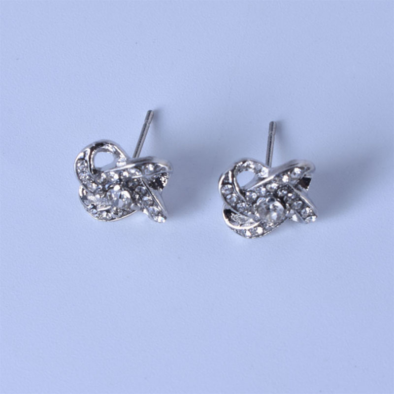 Factory Direct Supply Diamond Rhinestone Crystal Flowers Stud Earrings Ornament Foreign Trade Cross-