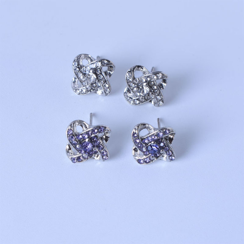 Factory Direct Supply Diamond Rhinestone Crystal Flowers Stud Earrings Ornament Foreign Trade Cross-