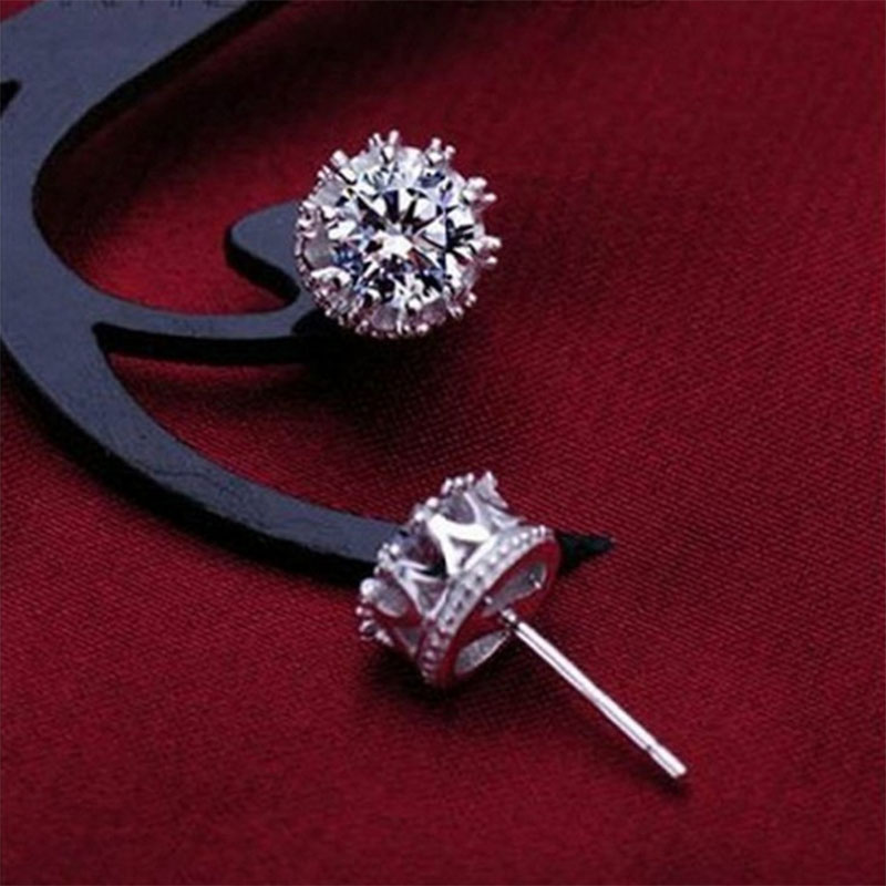 Fashion Korean Crown Stud Earrings with Diamonds Jewelry Wholesale Alloy Jewelry Zircon Earrings Fac