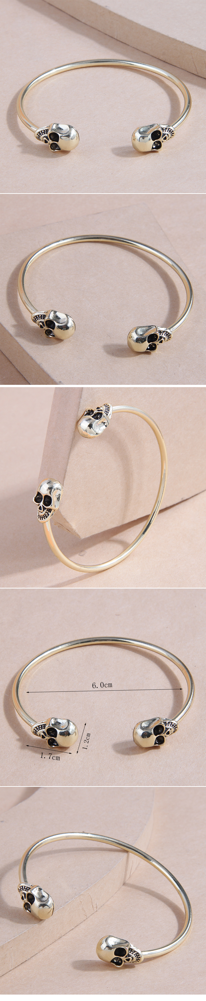 European and American Fashion Retro Simple Skull Personalized Opening Bracelet