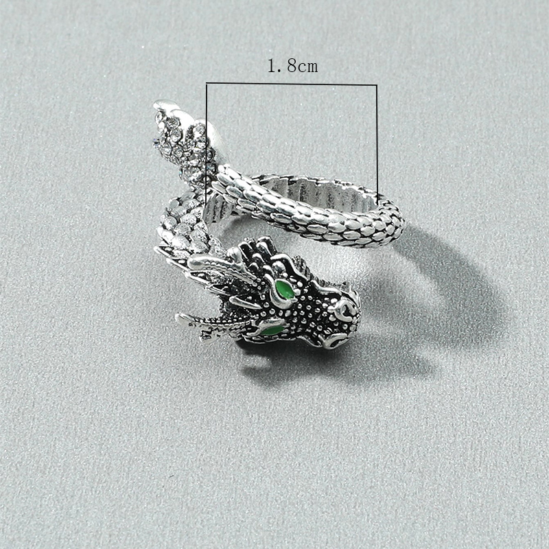 Retro Fashion Popular Ornament Dripping Oil Rhinestone Dragon Ring