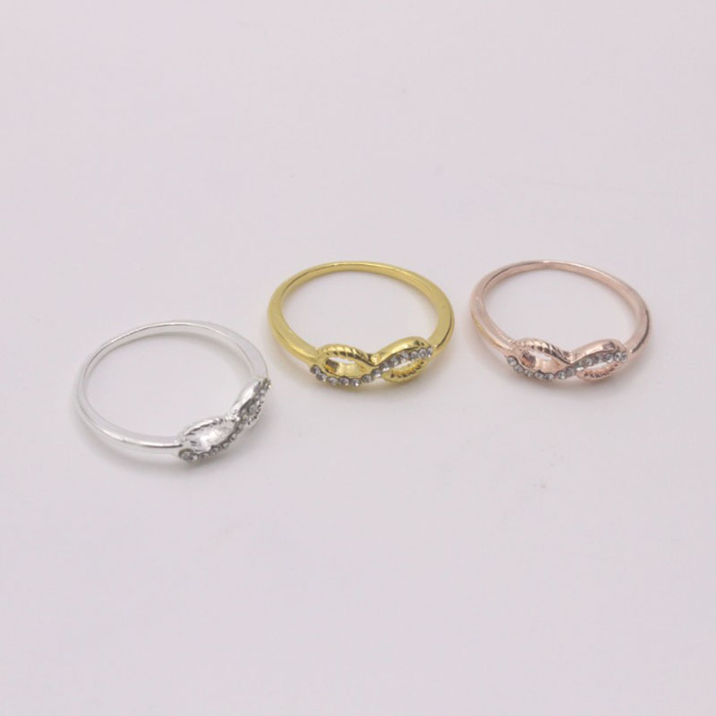 Cross-Border Hot Selling Digital 8 Ring Stylish Graceful Simple Bow Forefinger Ring Womenu0027s All-