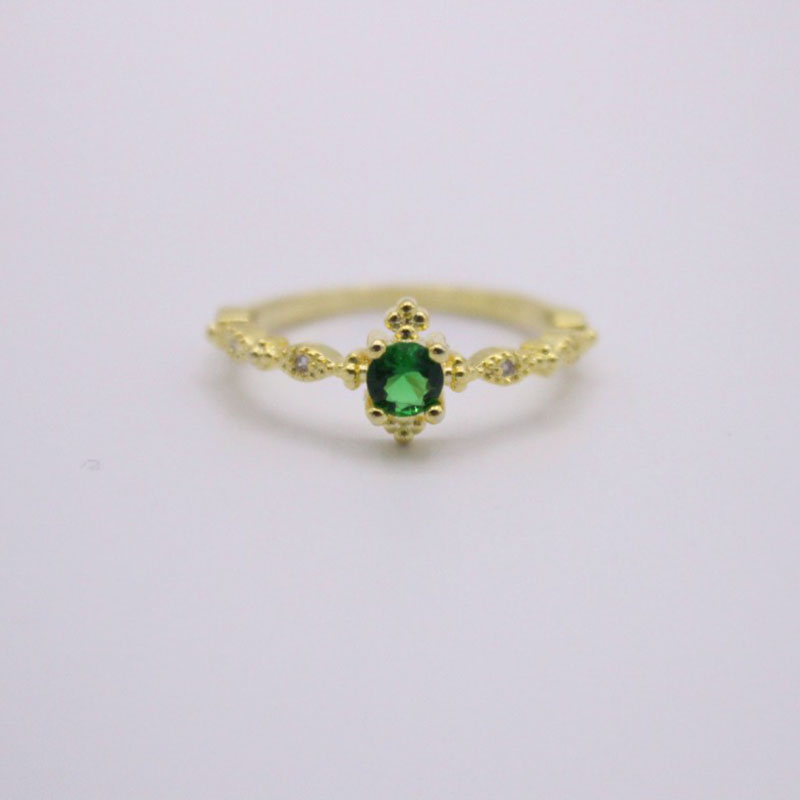 Ring Wish Ornament Popular Cute Woman 14K Gold Plated Green Diamond Ring Exquisite Ring Ornament