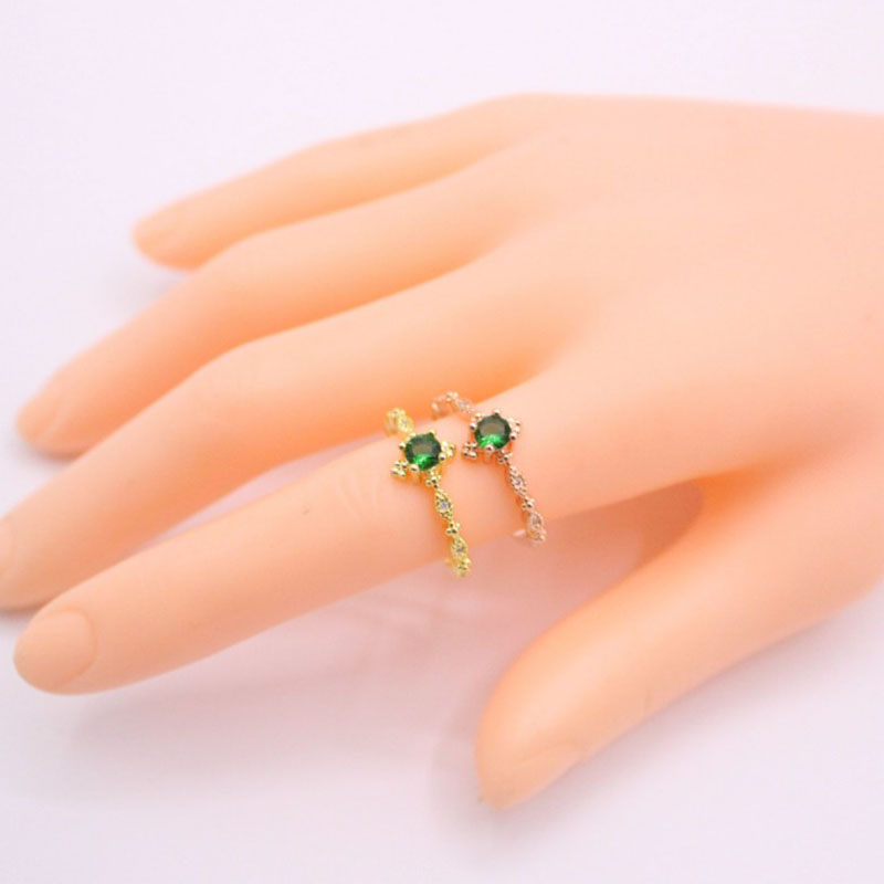 Ring Wish Ornament Popular Cute Woman 14K Gold Plated Green Diamond Ring Exquisite Ring Ornament