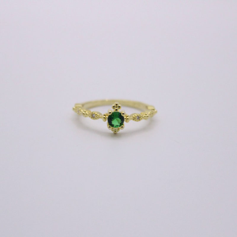 Ring Wish Ornament Popular Cute Woman 14K Gold Plated Green Diamond Ring Exquisite Ring Ornament