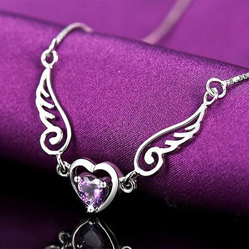 Fashion Zircon Angel Wings Heart Alloy Clavicle Chain Ornament