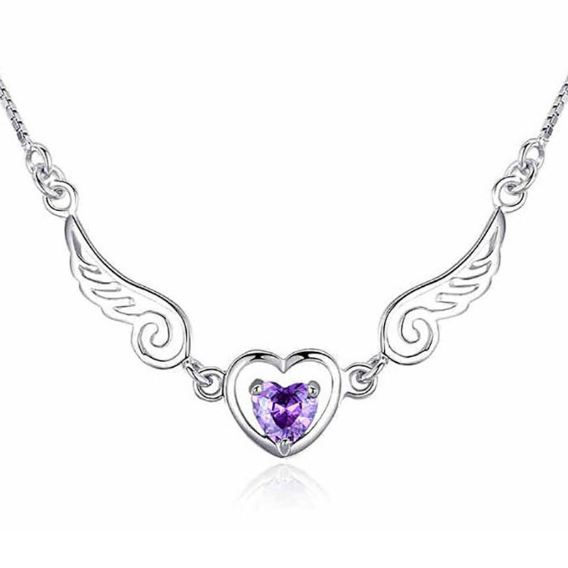 Fashion Zircon Angel Wings Heart Alloy Clavicle Chain Ornament