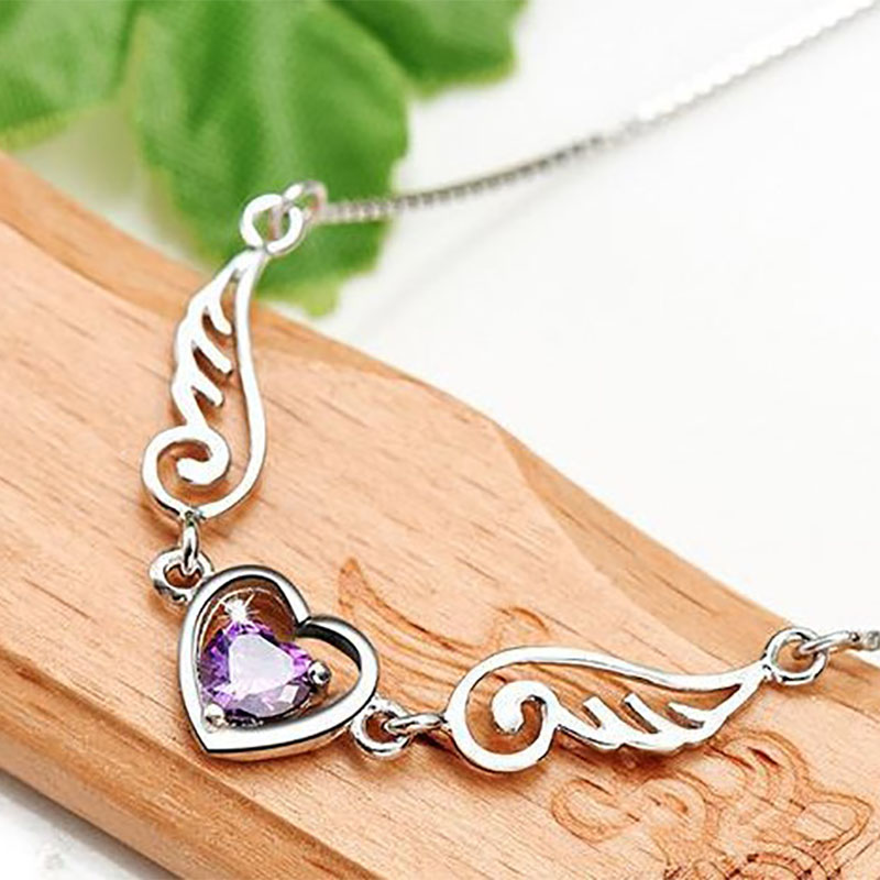 Fashion Zircon Angel Wings Heart Alloy Clavicle Chain Ornament