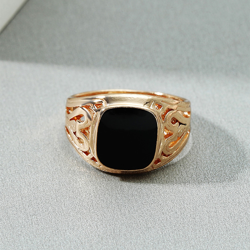 Fashion Menu0027s Geometric Shape Hollow Carved Drop Oil Alloy Ring