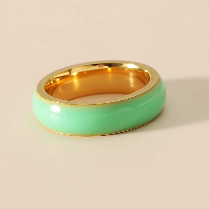 Fashion Ornament Grass Green Dribble Stainless Steel  Ring