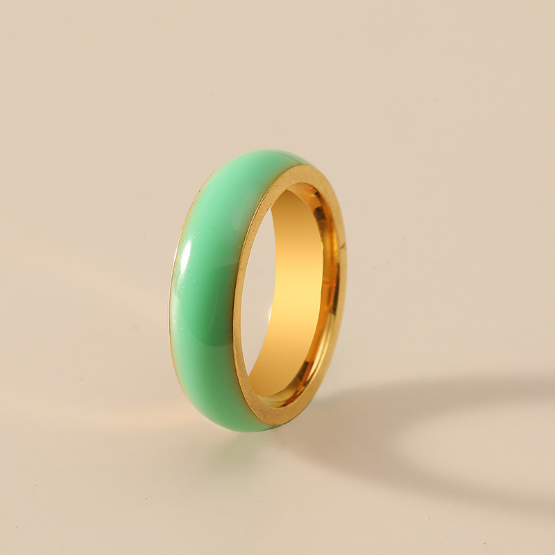 Fashion Ornament Grass Green Dribble Stainless Steel  Ring