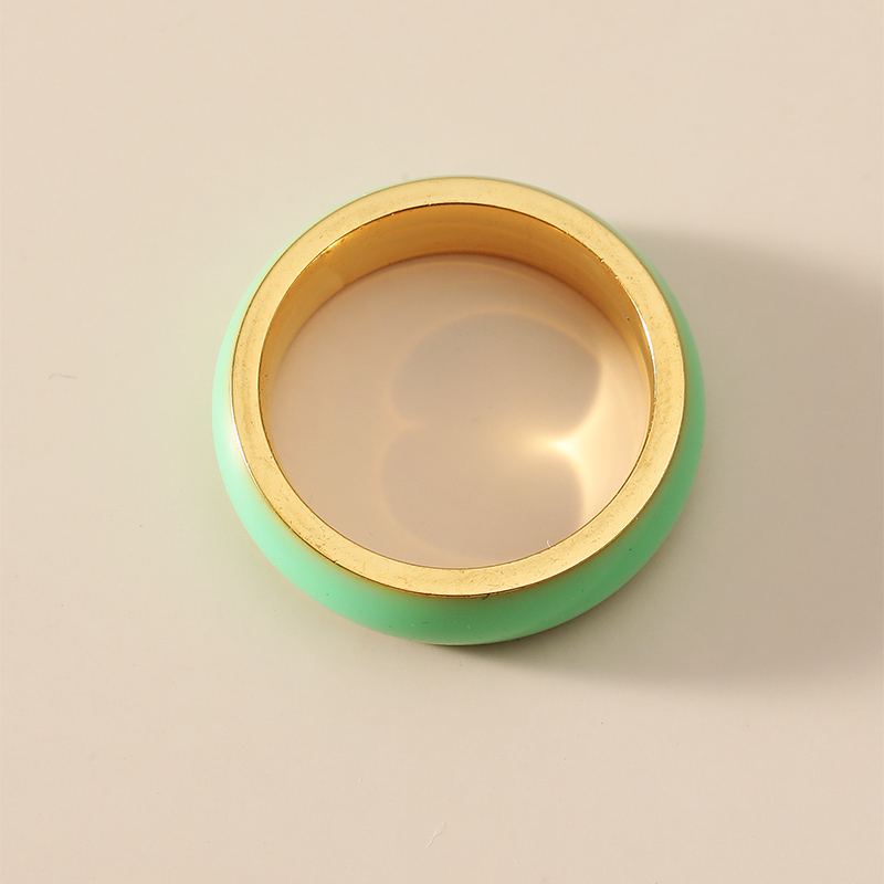 Fashion Ornament Grass Green Dribble Stainless Steel  Ring