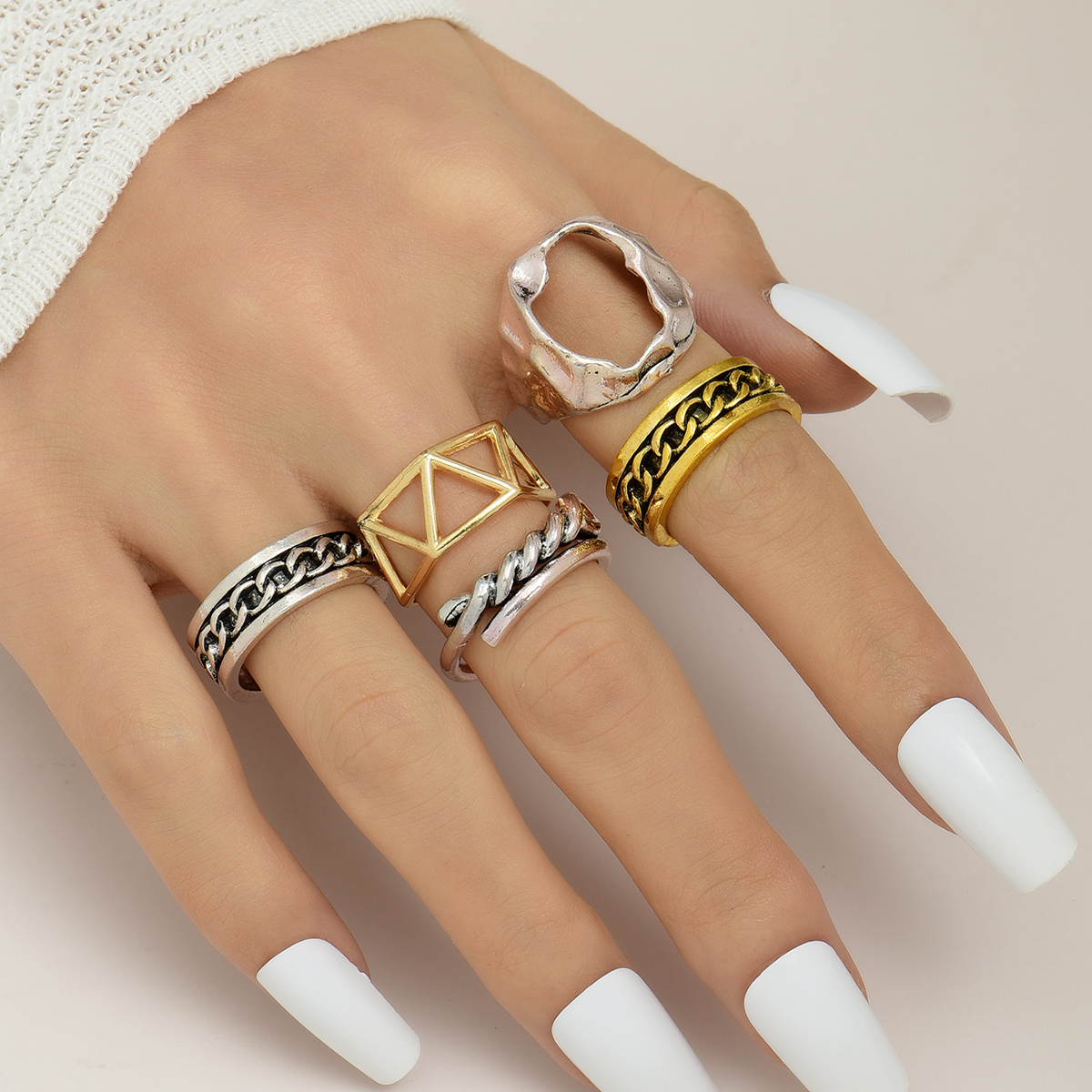 New Fashionable Open Adjustable Gold-Plated Silver-Plated Alloy Ring