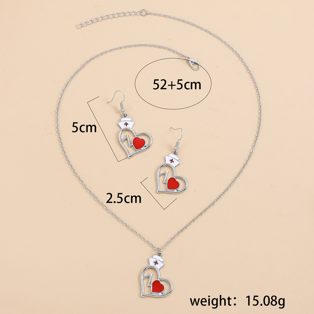 Fashion Ornament Heart-Shaped Red Cross Angel Pendant Alloy Necklace