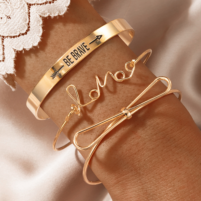 Fashion Jewelry Alloy Heart Shaped Shell Geometric Chain Bracelet Match Sets