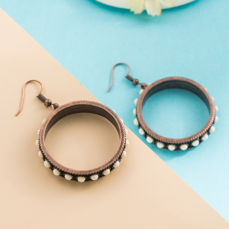 simple style round inlaid Turquoise pendant Earrings