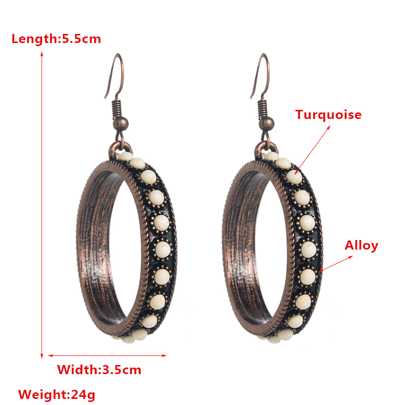 simple style round inlaid Turquoise pendant Earrings