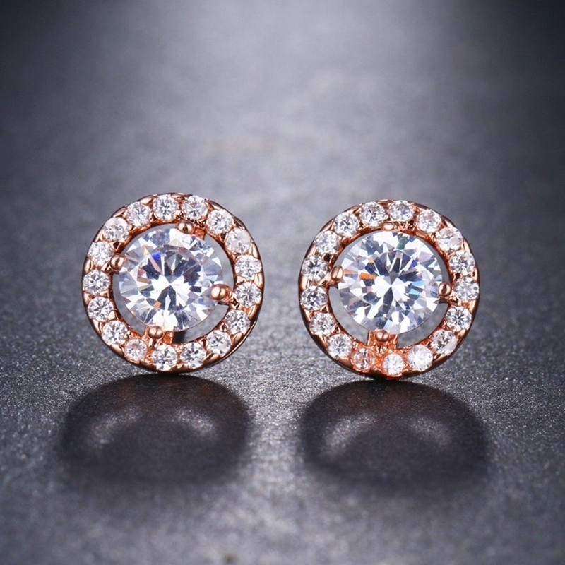 Fashion Popular Glitter Ornament Rhinestone Zircon Stud Earrings