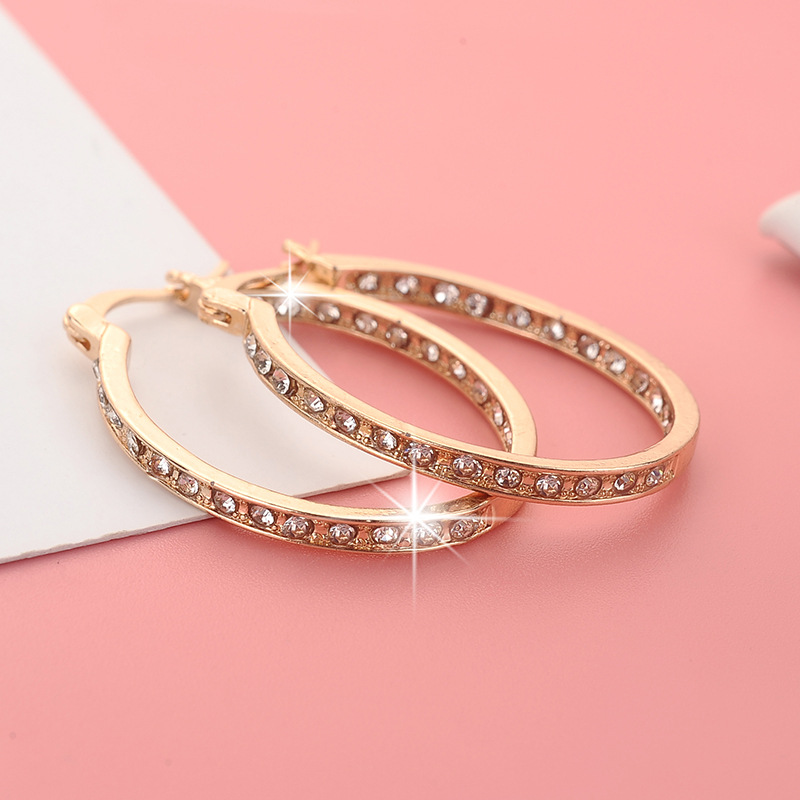 Fashion geometric shape circle Rhinestone ear buckle earrings