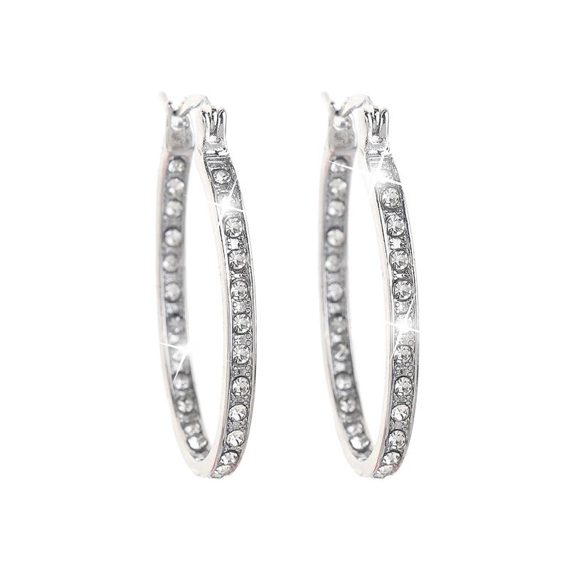 Fashion geometric shape circle Rhinestone ear buckle earrings