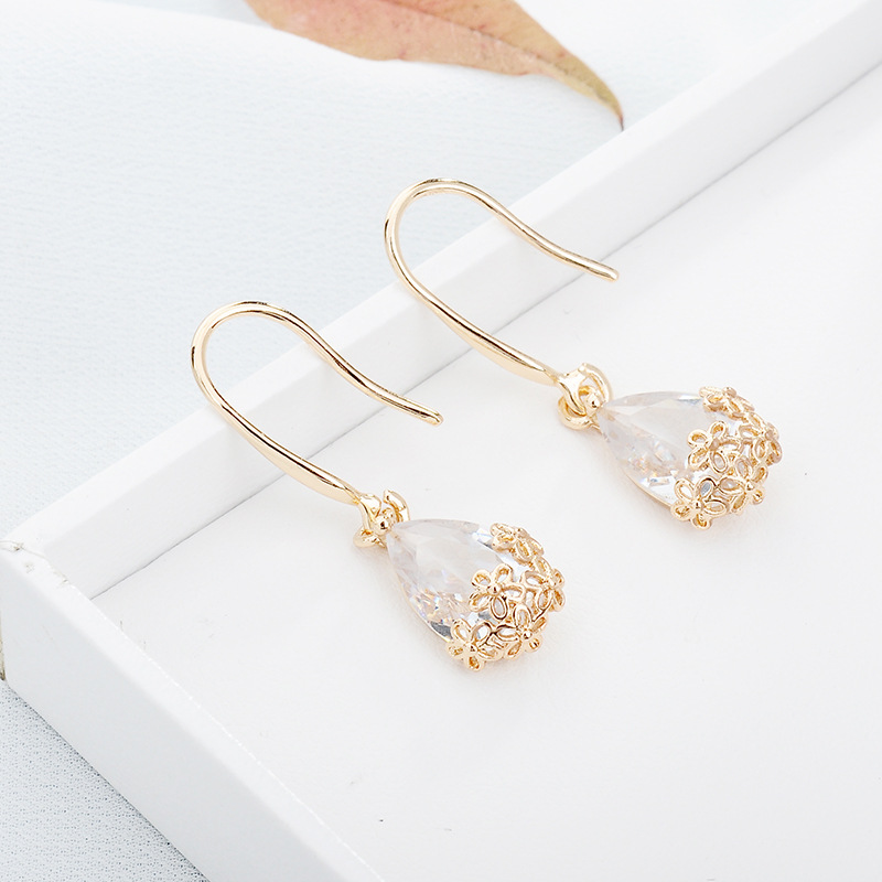 Fashion Crystal Water Drop shape pendant flower Earrings