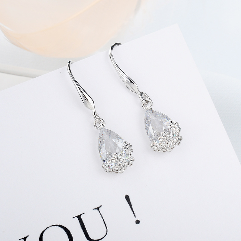 Fashion Crystal Water Drop shape pendant flower Earrings