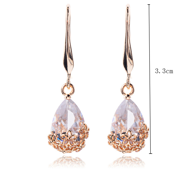 Fashion Crystal Water Drop shape pendant flower Earrings