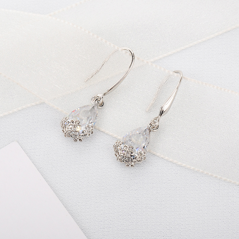 Fashion Crystal Water Drop shape pendant flower Earrings