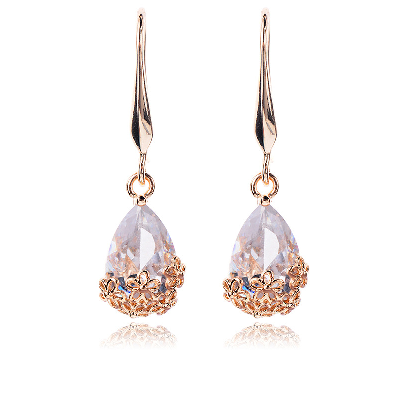 Fashion Crystal Water Drop shape pendant flower Earrings