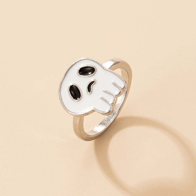 cute Halloween Dripping oil Ghost Grimace alloy Ring