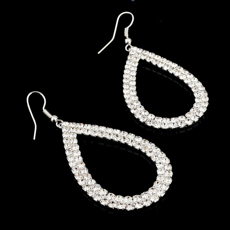 Fashion Rhinestone hollow Water Drop shape pendant Earrings