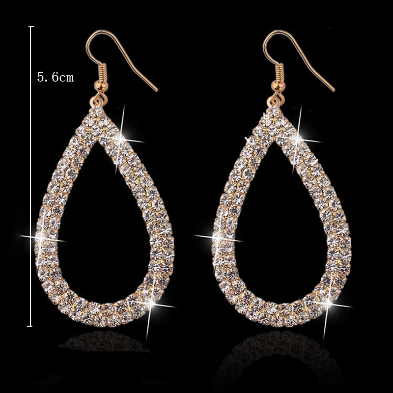 Fashion Rhinestone hollow Water Drop shape pendant Earrings