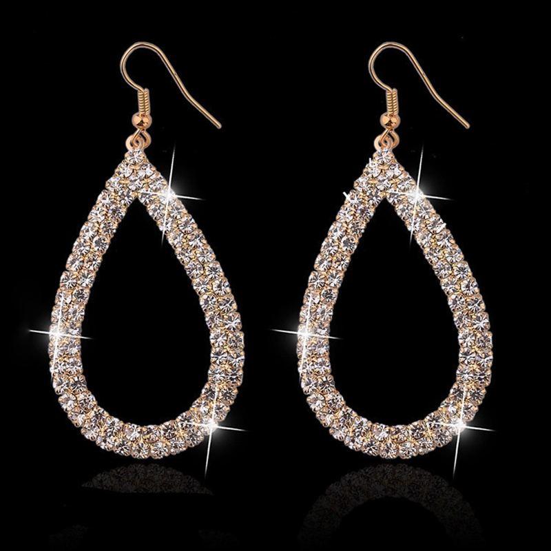 Fashion Rhinestone hollow Water Drop shape pendant Earrings