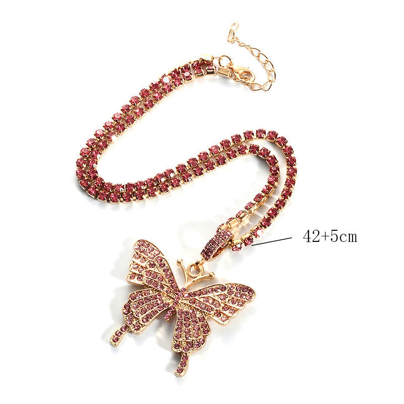 Fashion simple inlaid Rhinestone Butterfly pendant alloy Necklace