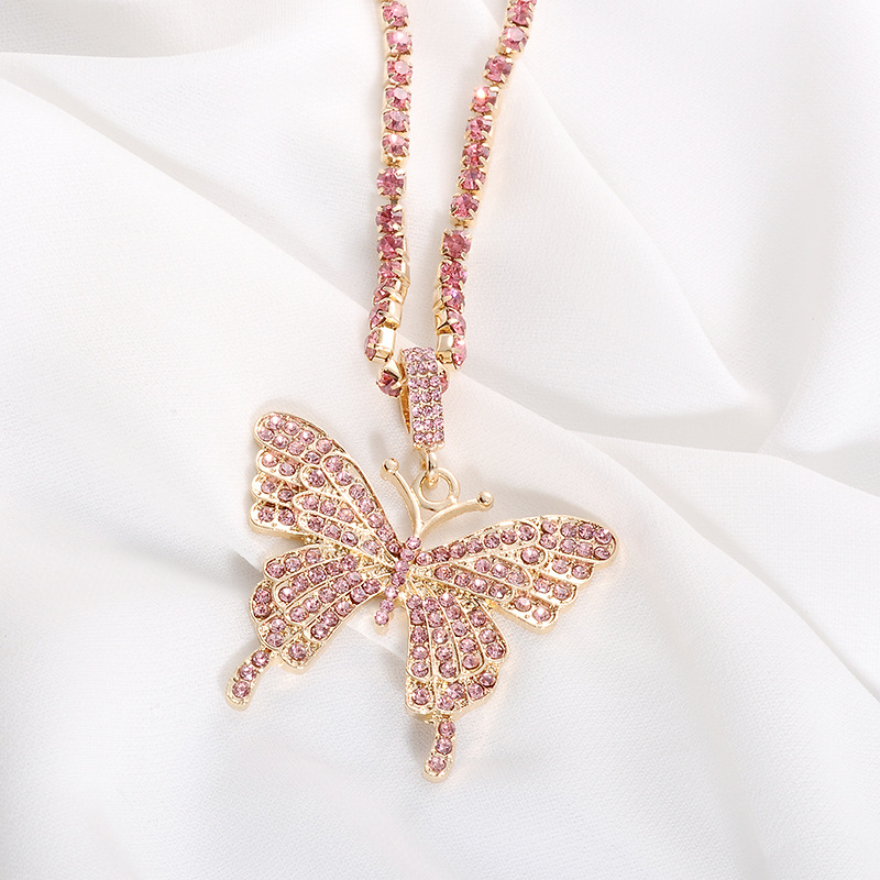 Fashion simple inlaid Rhinestone Butterfly pendant alloy Necklace