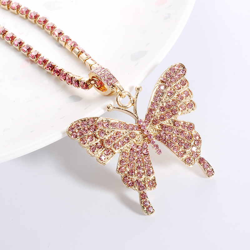 Fashion simple inlaid Rhinestone Butterfly pendant alloy Necklace