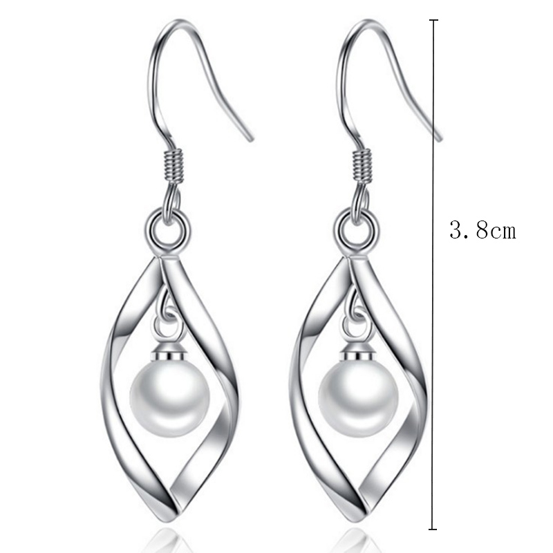 new Simple style Wavy Pearl Pendant alloy Earrings