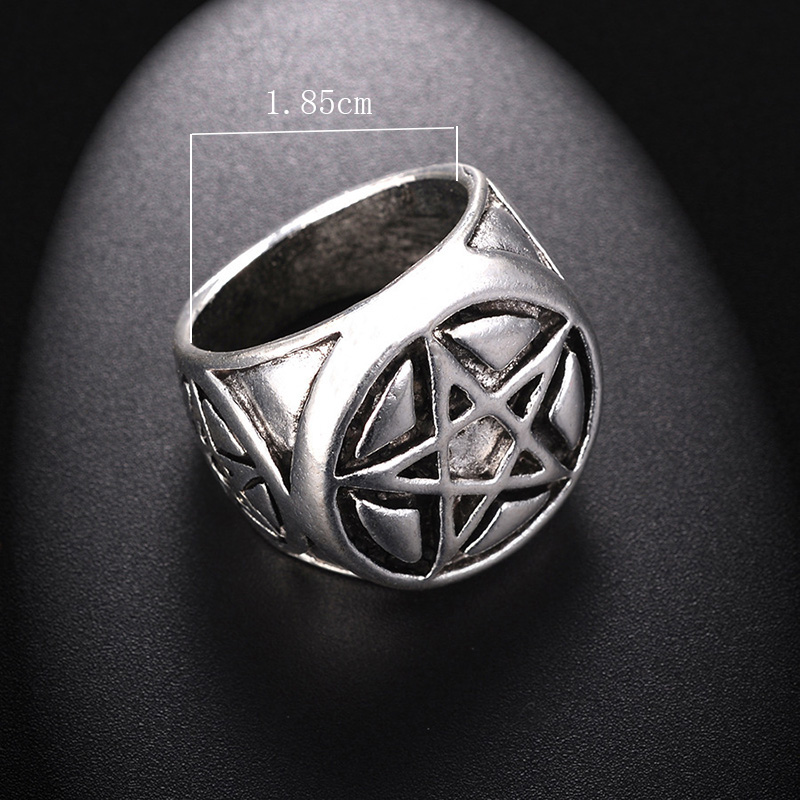 Fashion Retro Pentagram Star pattern embrossed alloy Ring