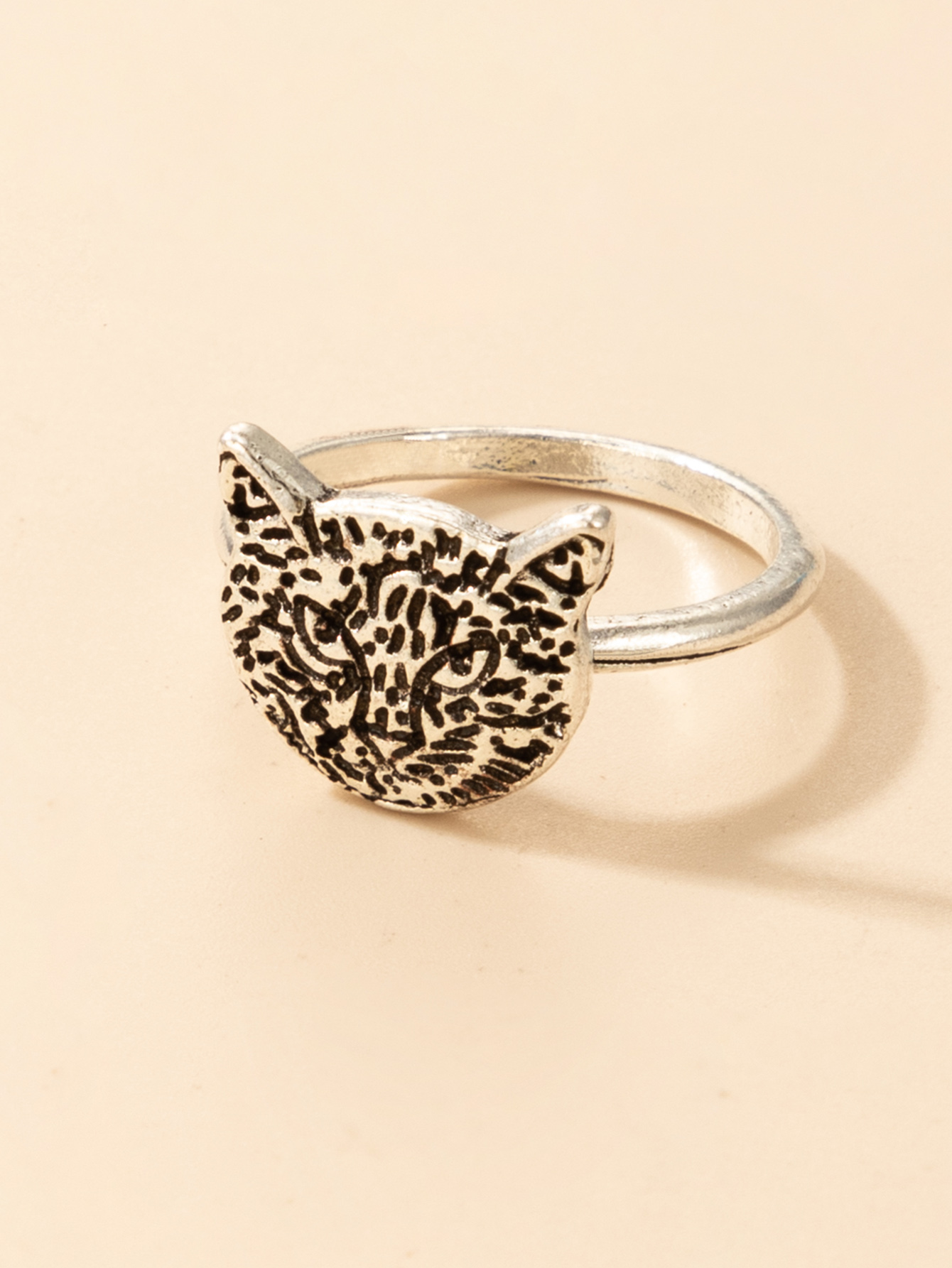 Europe and America Cross Border Personality Trend New Single Ring Leopard Geometric Retro Silver Bos