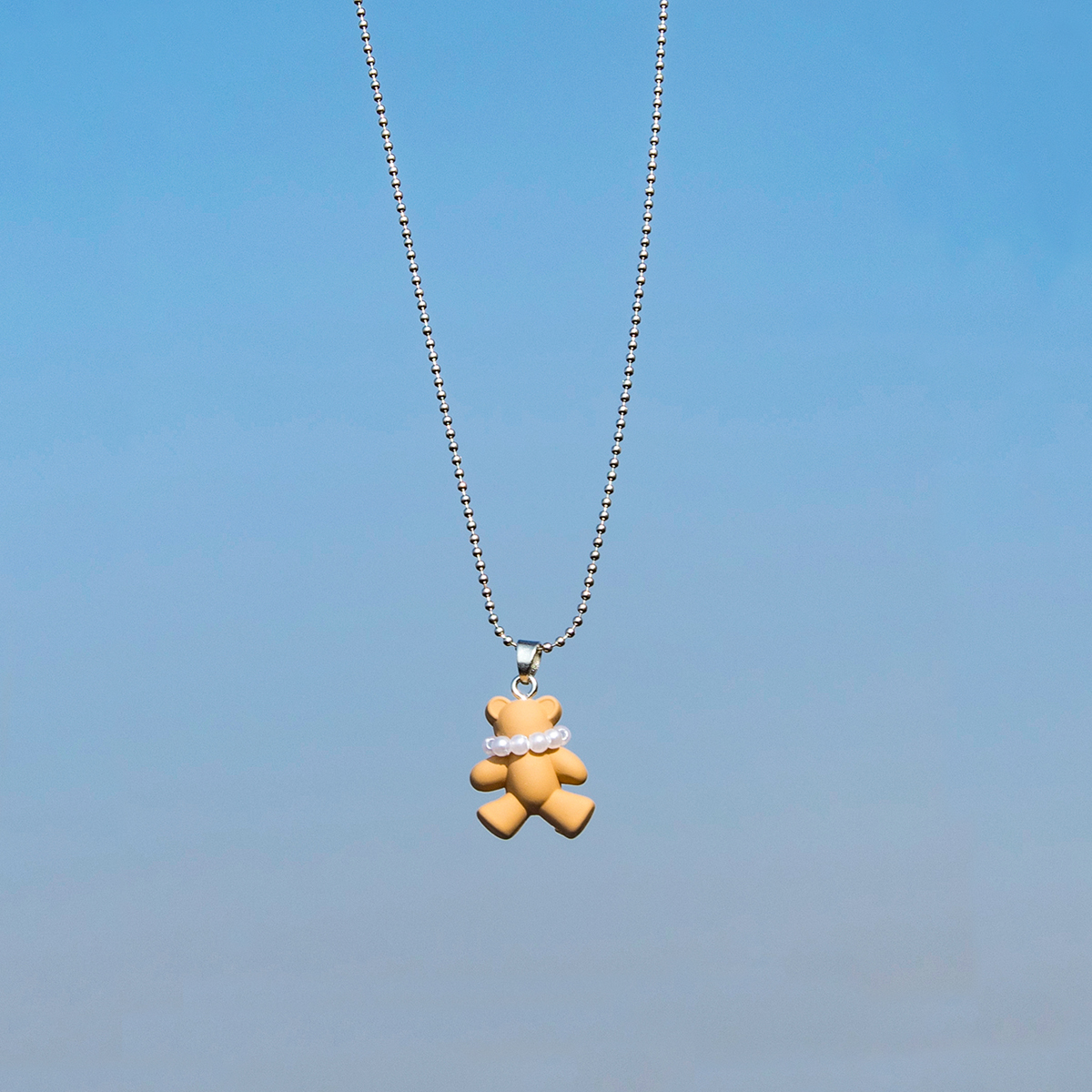 Fashion Cute Cartoon Bear Pearl Pendant Heart Clavicle Chain Necklace