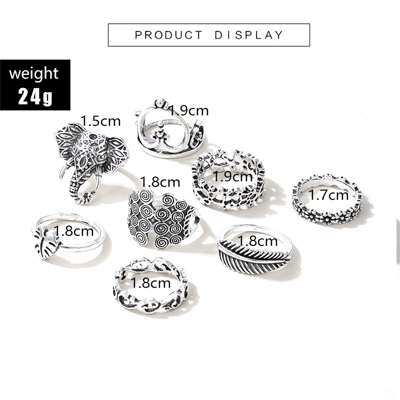 Europe and America Cross Border Foreign Trade Vintage Ring Flower Elephant Diamond Gemstone Ring for