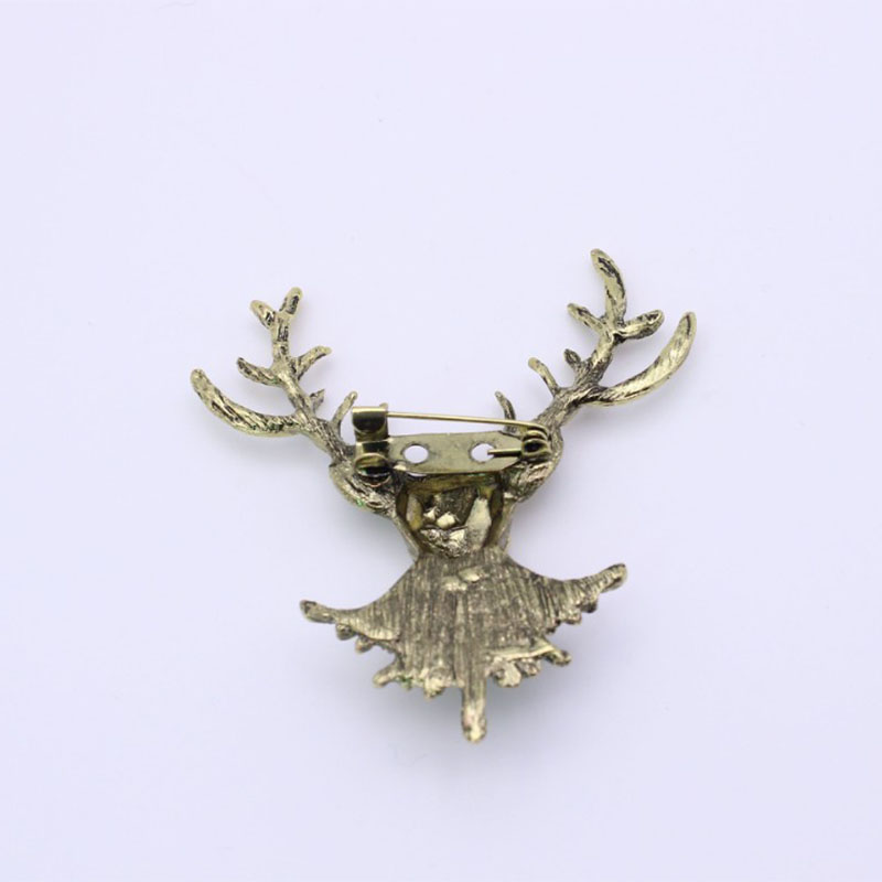Vintage style Christmas Long Horn Deer Deer Brooch