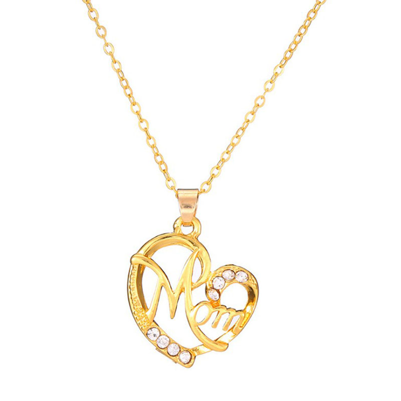 fashion Heart Shape Letter Mom pendant Clavicle Chain Necklace