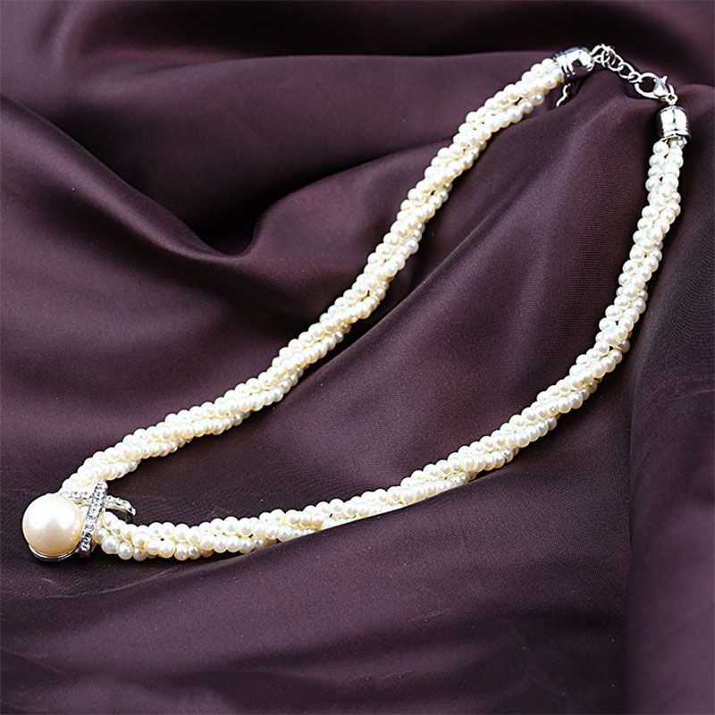 Fashion Long Pearl winding chain Necklace Clavicle Chain