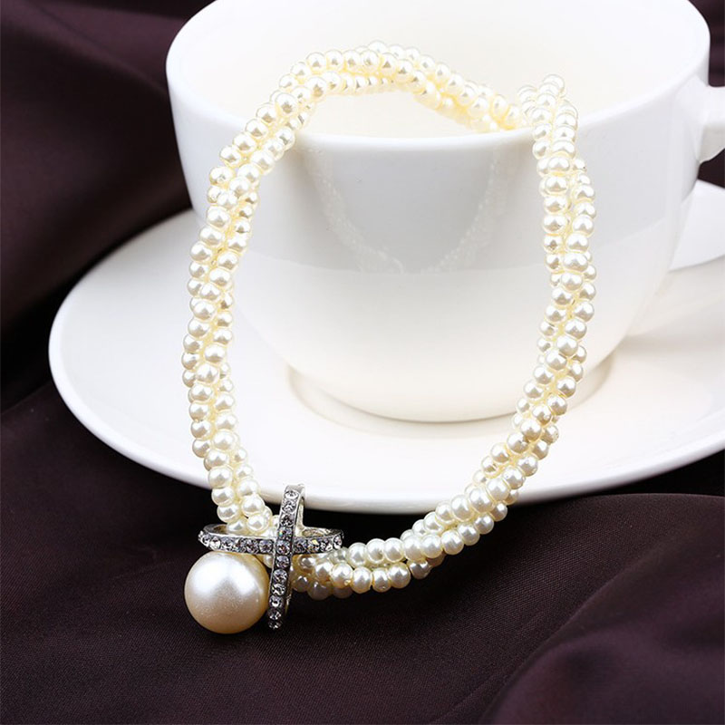 Fashion Long Pearl winding chain Necklace Clavicle Chain