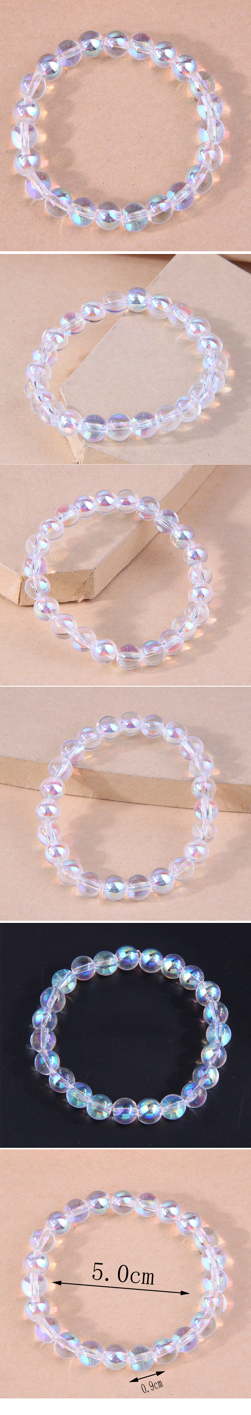 Fashion Concise 7mm Micro Glass Bead Gradient Female Bracelet