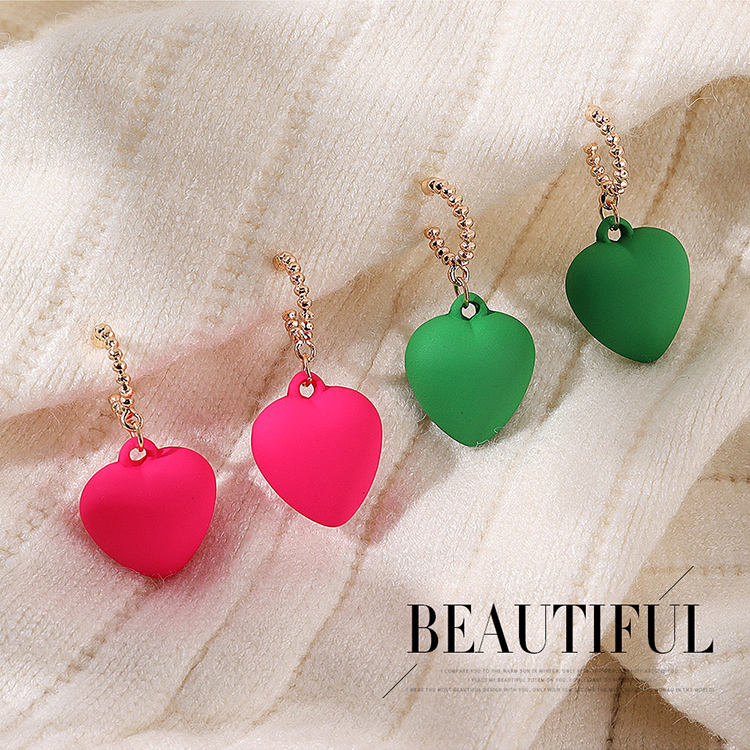 Simple Cute Creative Frost Heart pendant alloy Earrings